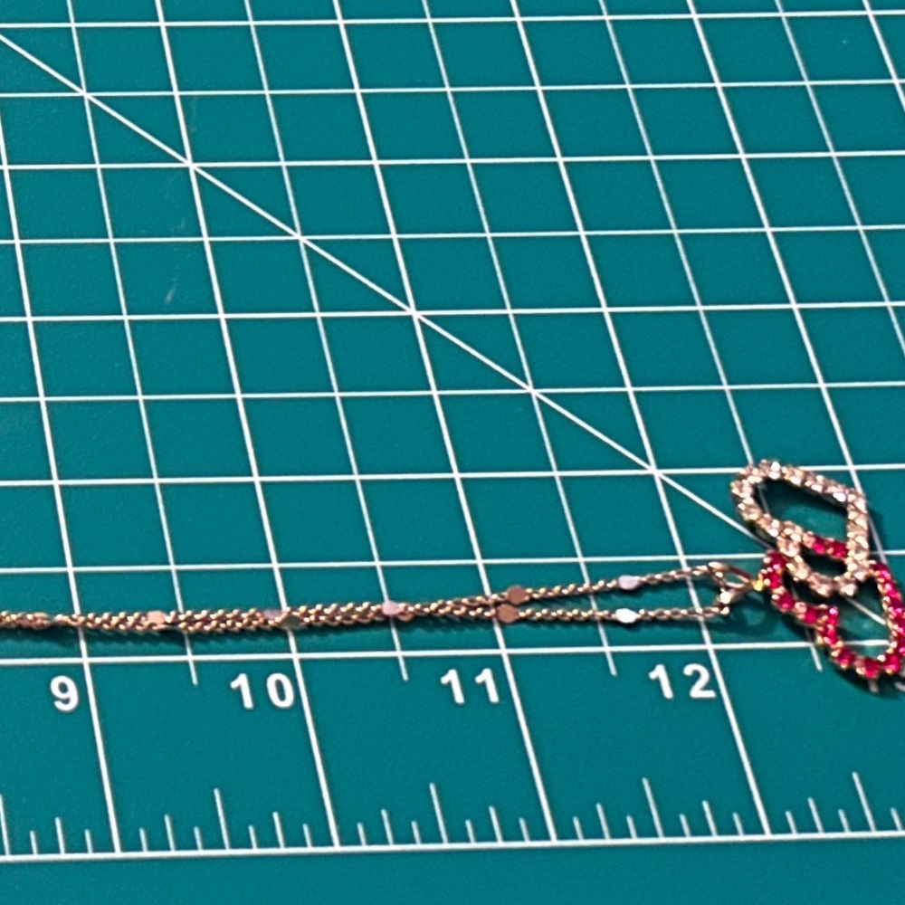 Red Clear Double Interlocking Hearts Pendant 10k … - image 4